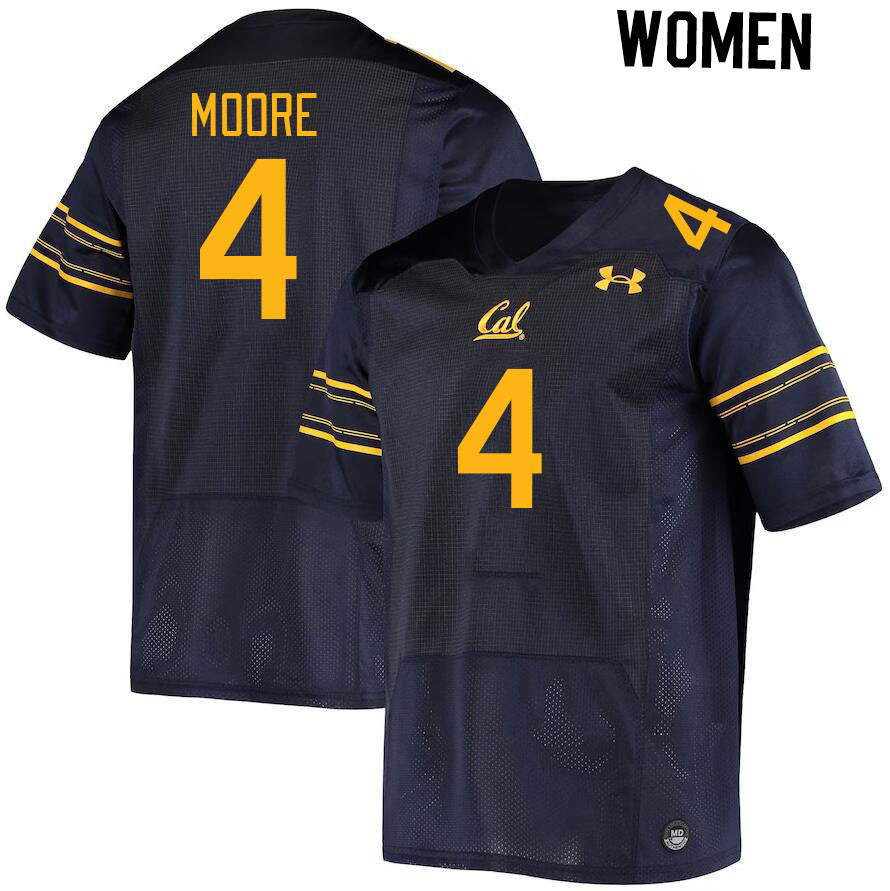 Women #4 Kaylin Moore California Golden Bears College Football Jerseys Stitched Sale-Navy - Click Image to Close